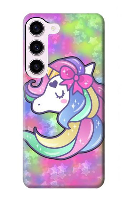 W3264 Pastel Unicorn Hard Case and Leather Flip Case For Samsung Galaxy S23