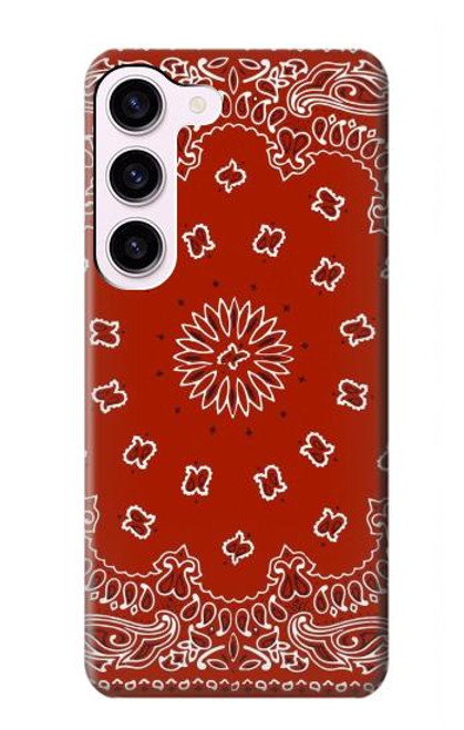 W3355 Bandana Red Pattern Hard Case and Leather Flip Case For Samsung Galaxy S23