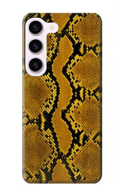 W3365 Yellow Python Skin Graphic Print Hard Case and Leather Flip Case For Samsung Galaxy S23