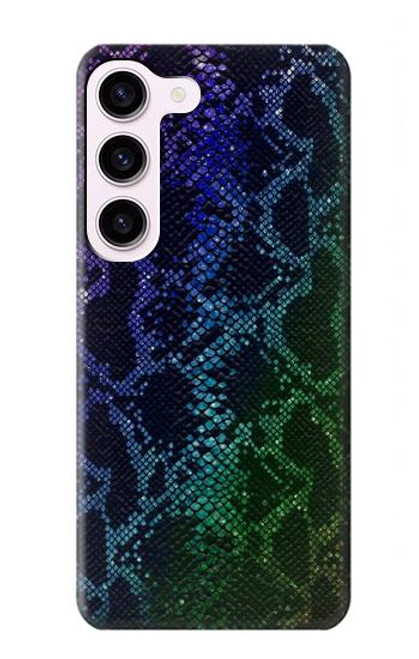 W3366 Rainbow Python Skin Graphic Print Hard Case and Leather Flip Case For Samsung Galaxy S23