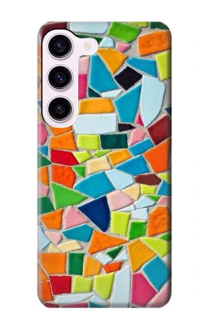 W3391 Abstract Art Mosaic Tiles Graphic Hard Case and Leather Flip Case For Samsung Galaxy S23