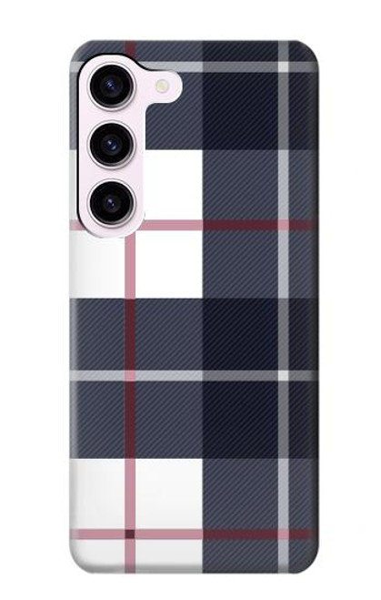 W3452 Plaid Fabric Pattern Hard Case and Leather Flip Case For Samsung Galaxy S23