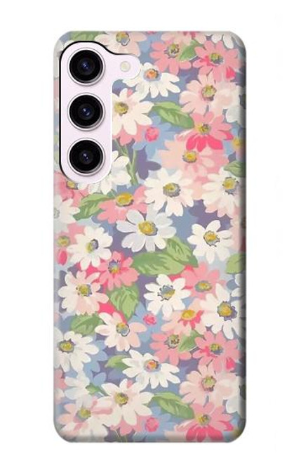 W3688 Floral Flower Art Pattern Hard Case and Leather Flip Case For Samsung Galaxy S23