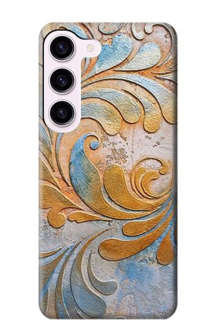 W3875 Canvas Vintage Rugs Hard Case and Leather Flip Case For Samsung Galaxy S23