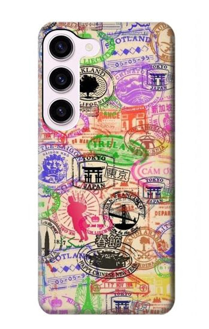 W3904 Travel Stamps Hard Case and Leather Flip Case For Samsung Galaxy S23