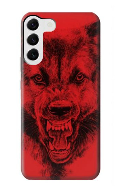 W1090 Red Wolf Hard Case and Leather Flip Case For Samsung Galaxy S23 Plus