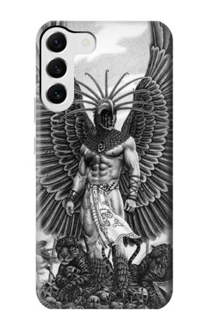 W1235 Aztec Warrior Hard Case and Leather Flip Case For Samsung Galaxy S23 Plus