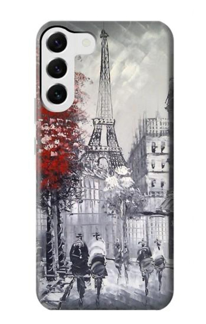 W1295 Eiffel Painting of Paris Hard Case and Leather Flip Case For Samsung Galaxy S23 Plus