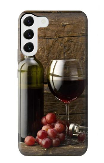 W1316 Grapes Bottle and Glass of Red Wine Hard Case and Leather Flip Case For Samsung Galaxy S23 Plus