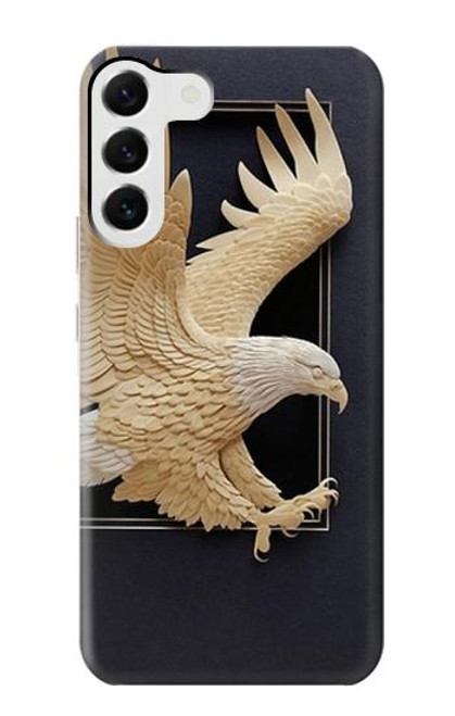 W1383 Paper Sculpture Eagle Hard Case and Leather Flip Case For Samsung Galaxy S23 Plus