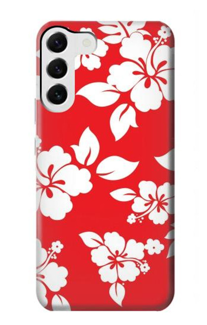 W1949 Hawaiian Hibiscus Pattern Hard Case and Leather Flip Case For Samsung Galaxy S23 Plus