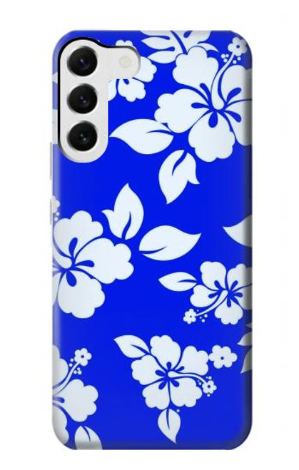 W2244 Hawaiian Hibiscus Blue Pattern Hard Case and Leather Flip Case For Samsung Galaxy S23 Plus