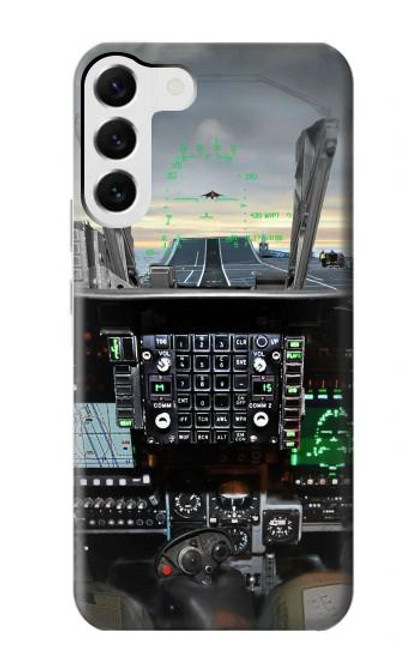 W2435 Fighter Jet Aircraft Cockpit Hard Case and Leather Flip Case For Samsung Galaxy S23 Plus