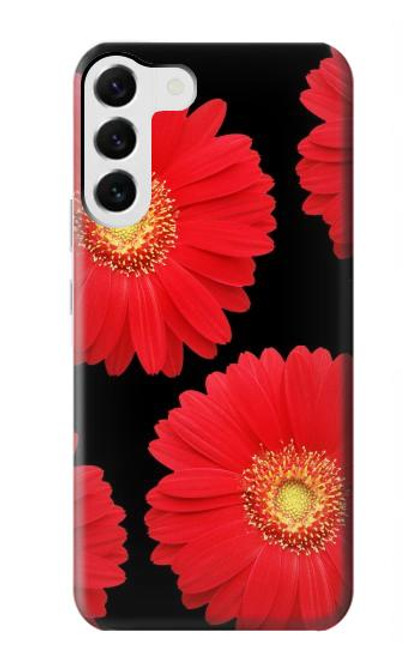 W2478 Red Daisy flower Hard Case and Leather Flip Case For Samsung Galaxy S23 Plus