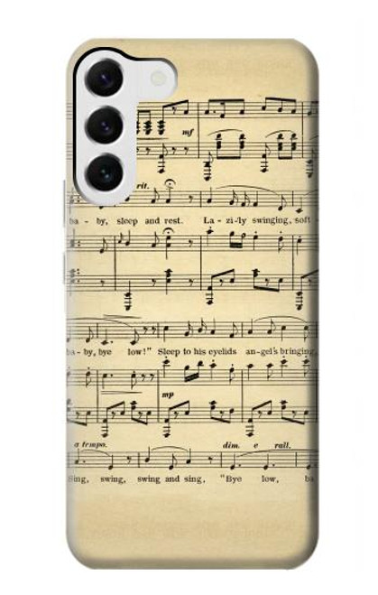 W2504 Vintage Music Sheet Hard Case and Leather Flip Case For Samsung Galaxy S23 Plus