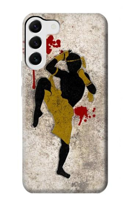 W2635 Muay Thai Kickboxing Fight Blood Hard Case and Leather Flip Case For Samsung Galaxy S23 Plus