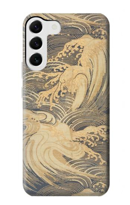 W2680 Japan Art Obi With Stylized Waves Hard Case and Leather Flip Case For Samsung Galaxy S23 Plus