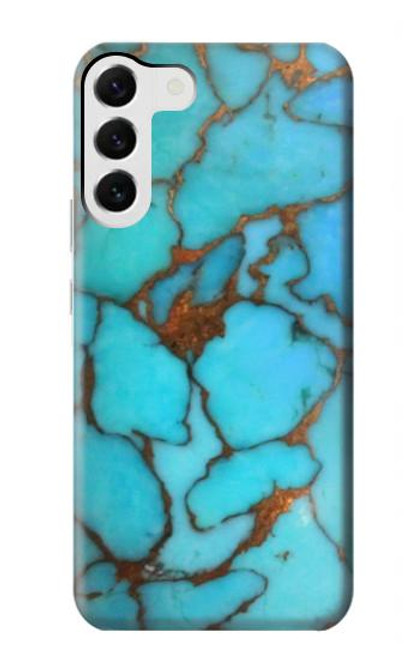 W2685 Aqua Turquoise Gemstone Graphic Printed Hard Case and Leather Flip Case For Samsung Galaxy S23 Plus