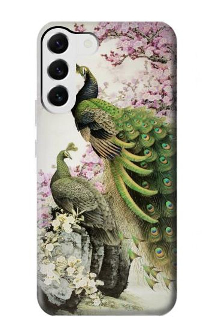 W2773 Peacock Chinese Brush Painting Hard Case and Leather Flip Case For Samsung Galaxy S23 Plus