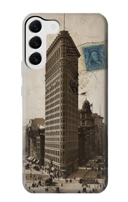 W2832 New York 1903 Flatiron Building Postcard Hard Case and Leather Flip Case For Samsung Galaxy S23 Plus