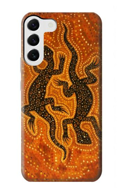 W2901 Lizard Aboriginal Art Hard Case and Leather Flip Case For Samsung Galaxy S23 Plus