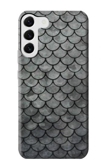 W2950 Silver Fish Scale Hard Case and Leather Flip Case For Samsung Galaxy S23 Plus