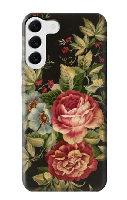 W3013 Vintage Antique Roses Hard Case and Leather Flip Case For Samsung Galaxy S23 Plus