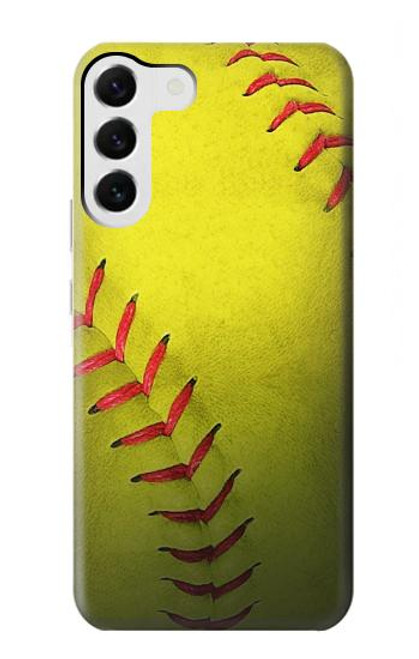 W3031 Yellow Softball Ball Hard Case and Leather Flip Case For Samsung Galaxy S23 Plus