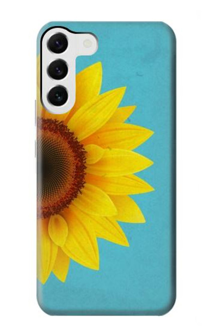 W3039 Vintage Sunflower Blue Hard Case and Leather Flip Case For Samsung Galaxy S23 Plus