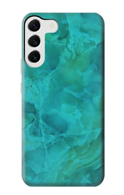 W3147 Aqua Marble Stone Hard Case and Leather Flip Case For Samsung Galaxy S23 Plus