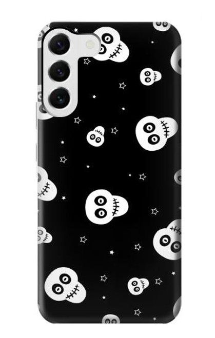 W3261 Smile Skull Halloween Pattern Hard Case and Leather Flip Case For Samsung Galaxy S23 Plus