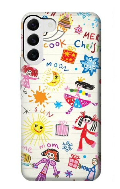 W3280 Kids Drawing Hard Case and Leather Flip Case For Samsung Galaxy S23 Plus