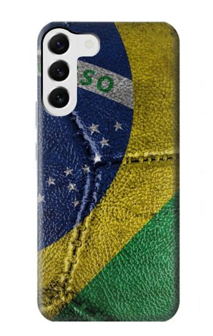 W3297 Brazil Flag Vintage Football Graphic Hard Case and Leather Flip Case For Samsung Galaxy S23 Plus