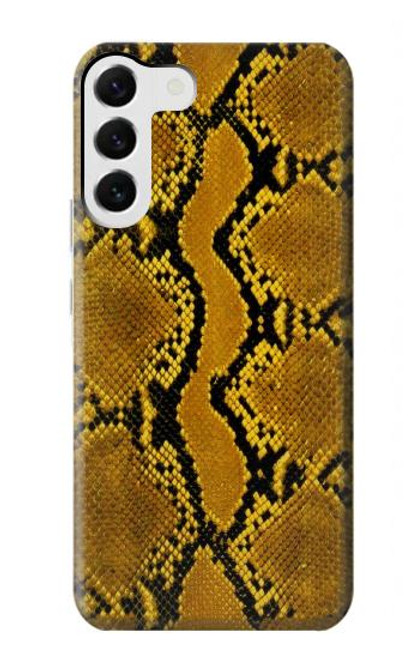 W3365 Yellow Python Skin Graphic Print Hard Case and Leather Flip Case For Samsung Galaxy S23 Plus