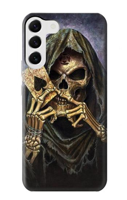 W3594 Grim Reaper Wins Poker Hard Case and Leather Flip Case For Samsung Galaxy S23 Plus