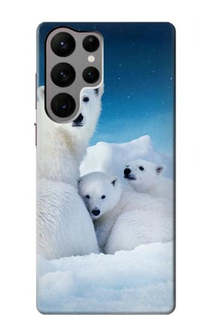 W0285 Polar Bear Family Arctic Hard Case and Leather Flip Case For Samsung Galaxy S23 Ultra