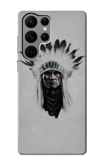 W0451 Indian Chief Hard Case and Leather Flip Case For Samsung Galaxy S23 Ultra