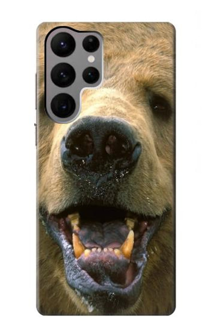 W0840 Grizzly Bear Face Hard Case and Leather Flip Case For Samsung Galaxy S23 Ultra