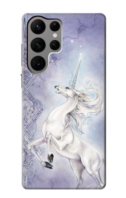 W1134 White Horse Unicorn Hard Case and Leather Flip Case For Samsung Galaxy S23 Ultra