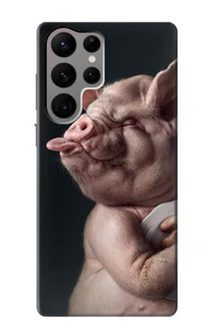 W1273 Crazy Pig Hard Case and Leather Flip Case For Samsung Galaxy S23 Ultra