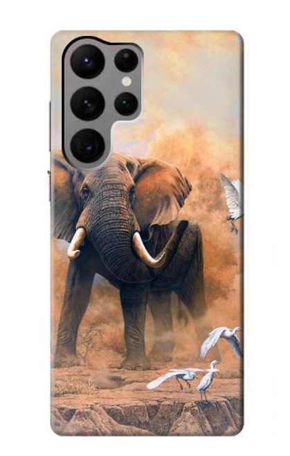 W1292 Dusty Elephant Egrets Hard Case and Leather Flip Case For Samsung Galaxy S23 Ultra