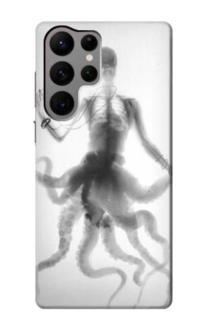 W1432 Skull Octopus X-ray Hard Case and Leather Flip Case For Samsung Galaxy S23 Ultra