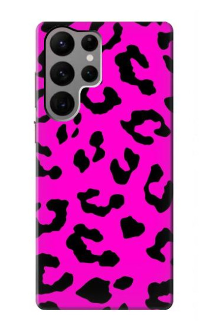 W1850 Pink Leopard Pattern Hard Case and Leather Flip Case For Samsung Galaxy S23 Ultra