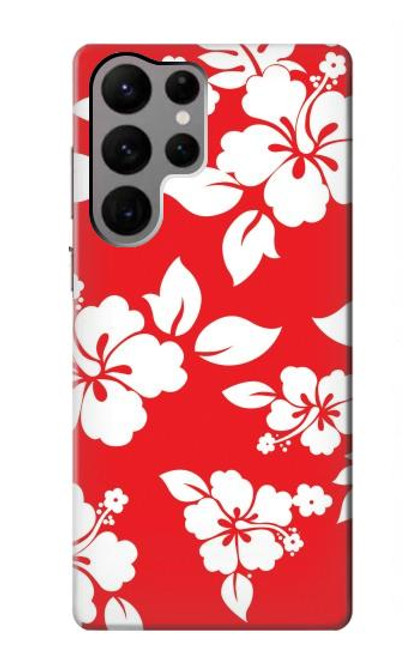 W1949 Hawaiian Hibiscus Pattern Hard Case and Leather Flip Case For Samsung Galaxy S23 Ultra