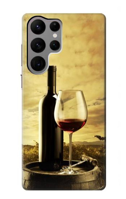 W2042 A Grape Vineyard Grapes Bottle Red Wine Hard Case and Leather Flip Case For Samsung Galaxy S23 Ultra