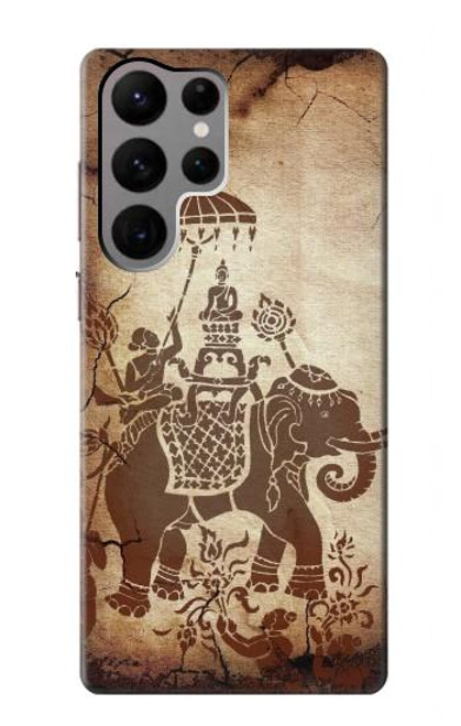 W2102 Thai Art Buddha on Elephant Hard Case and Leather Flip Case For Samsung Galaxy S23 Ultra