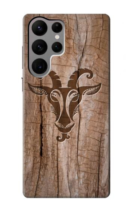 W2183 Goat Wood Graphic Printed Hard Case and Leather Flip Case For Samsung Galaxy S23 Ultra