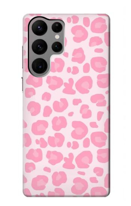 W2213 Pink Leopard Pattern Hard Case and Leather Flip Case For Samsung Galaxy S23 Ultra