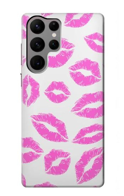W2214 Pink Lips Kisses Hard Case and Leather Flip Case For Samsung Galaxy S23 Ultra