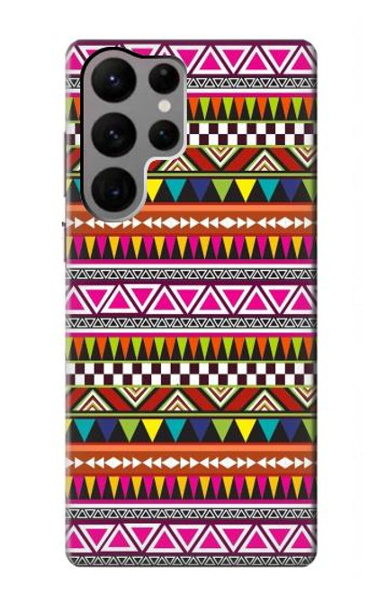 W2292 Aztec Tribal Pattern Hard Case and Leather Flip Case For Samsung Galaxy S23 Ultra